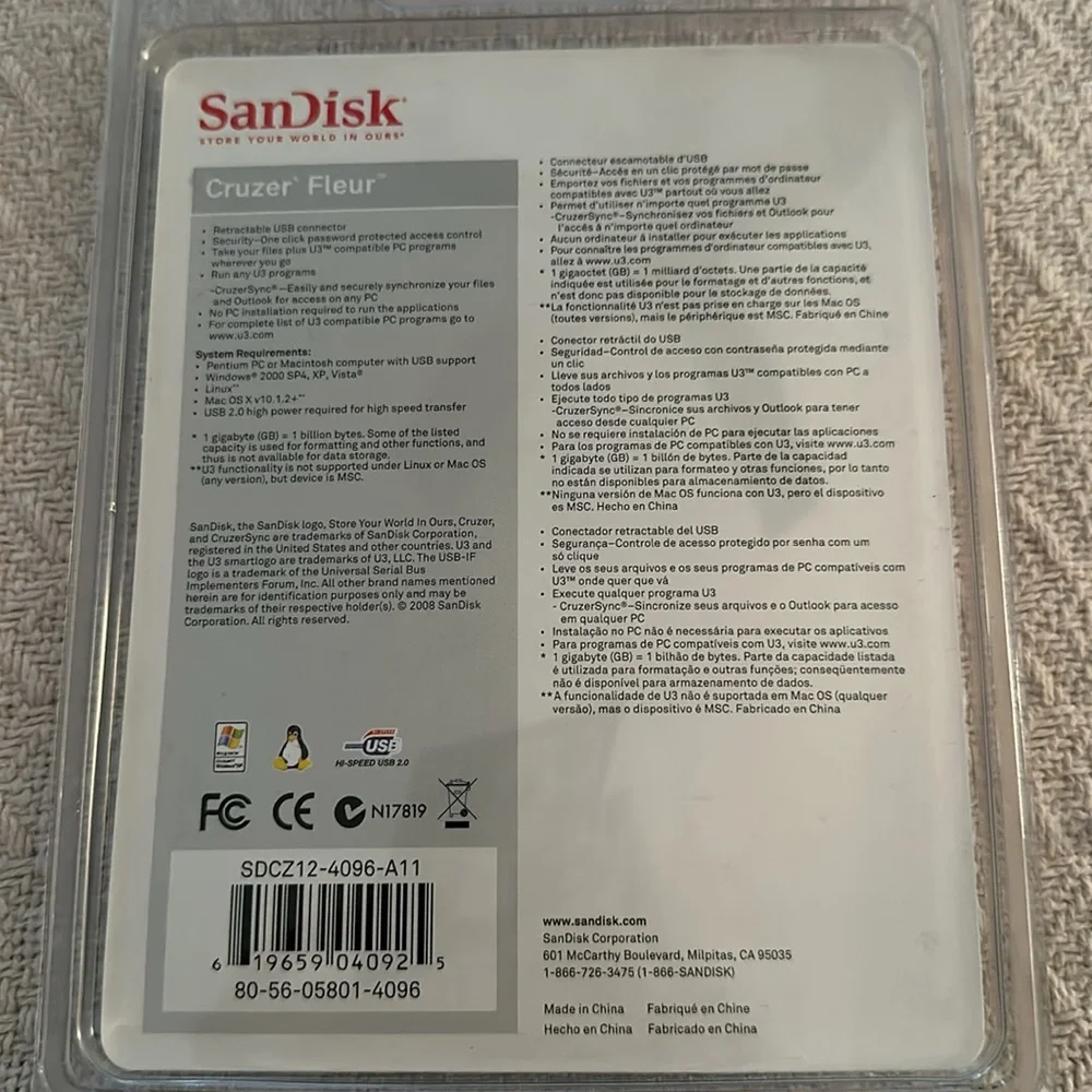SanDisk Cruze Fleur 4GB USB New!